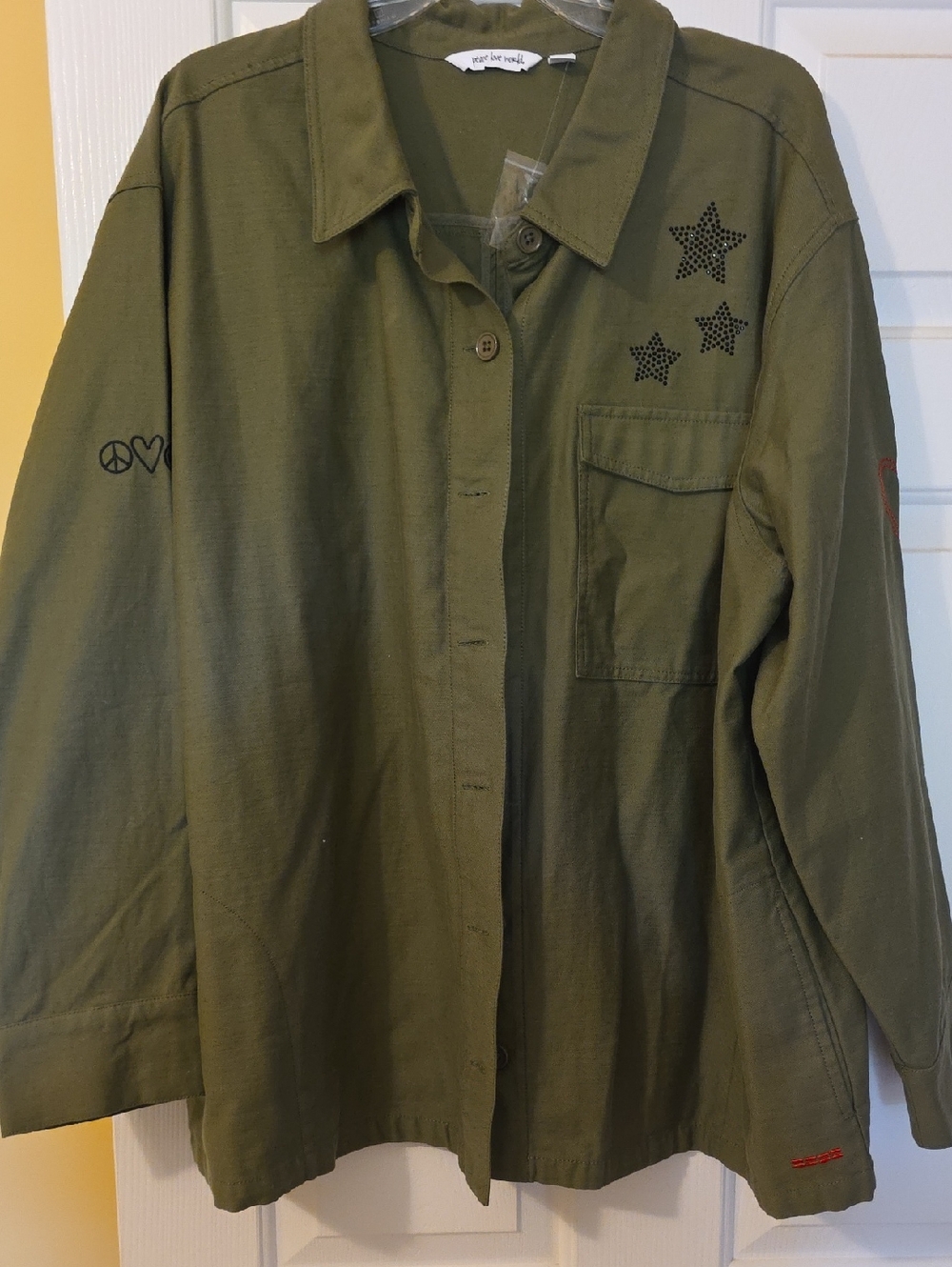 NWOT Peace Love World Olive Green Button-Up Jacket